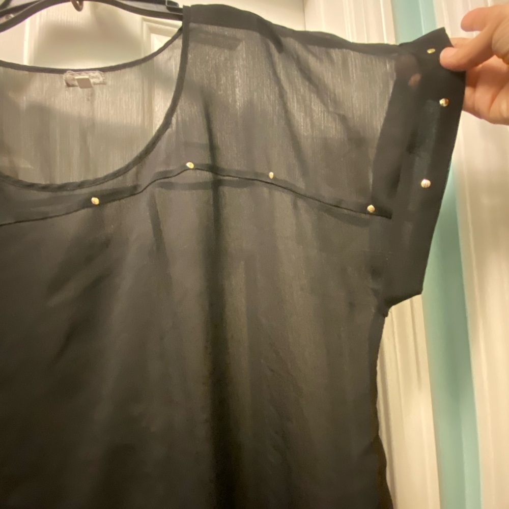 Elegant Black Sheer Top with Stud Accents
